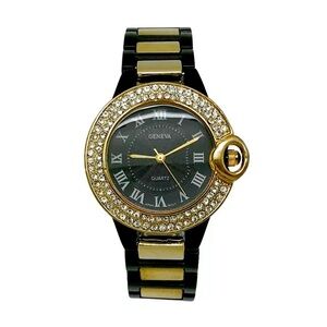 Vintage Geneva Black & Gold Ladies Fashion Watch